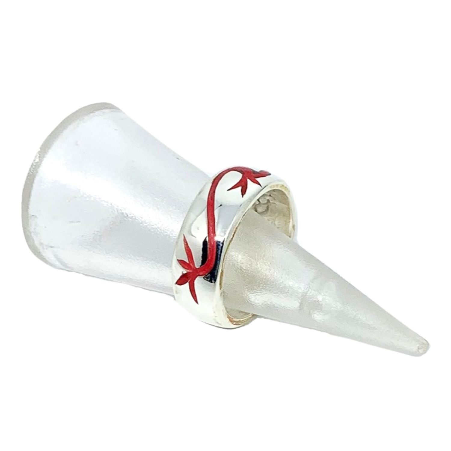 Incisioni Flower Ring – Sterling Silver 925 with Red Enamel - Tg-Jewellery By Tamara Gervasio