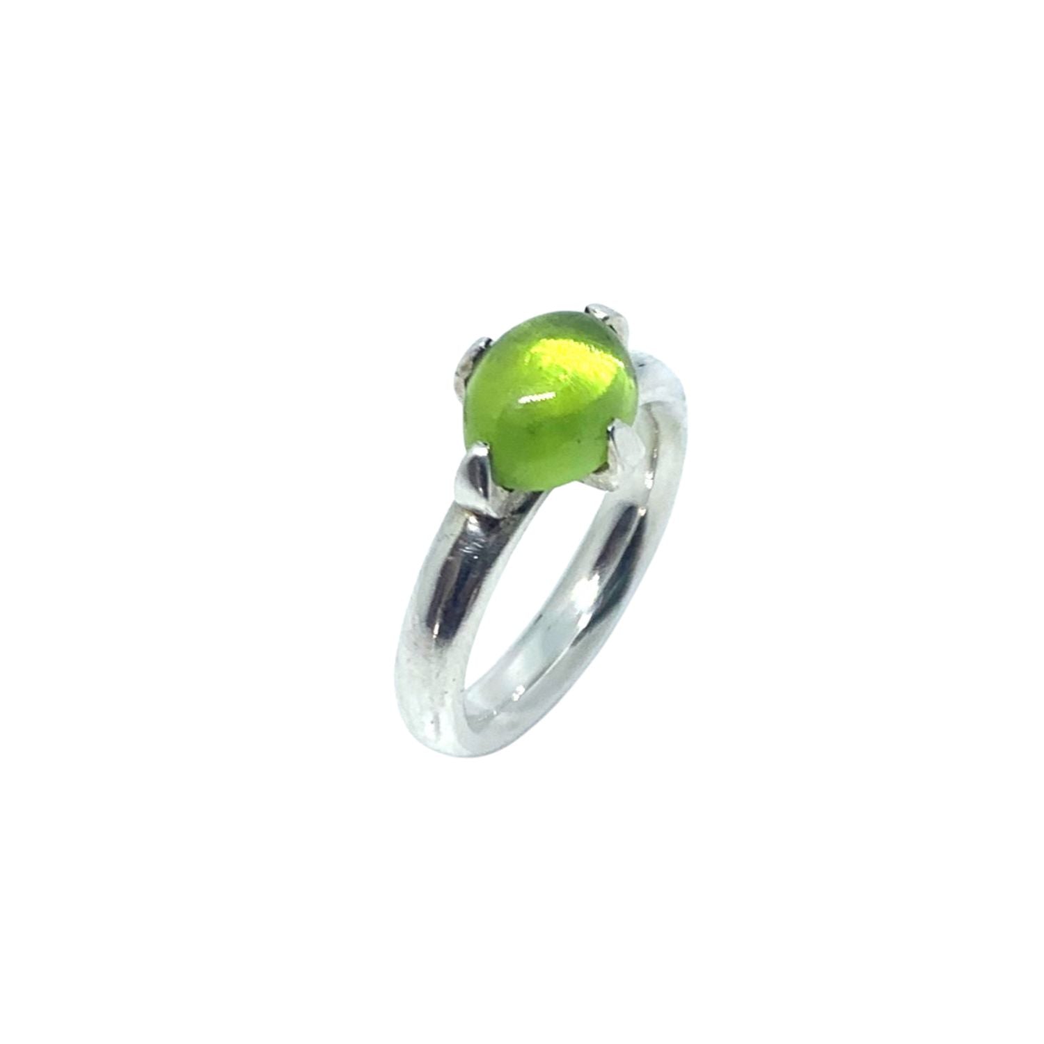 Simplicity Ring with Oval Peridot Cabochon | Sterling Silver One Of A Kind