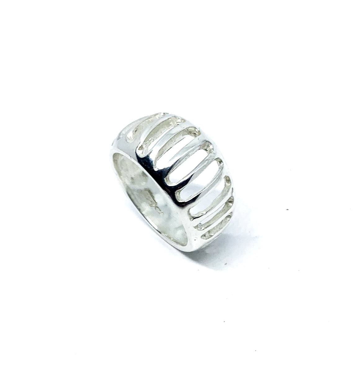 Egg Shape Grill Band Ring in Sterling Silver - Tg-Jewellery By Tamara Gervasio