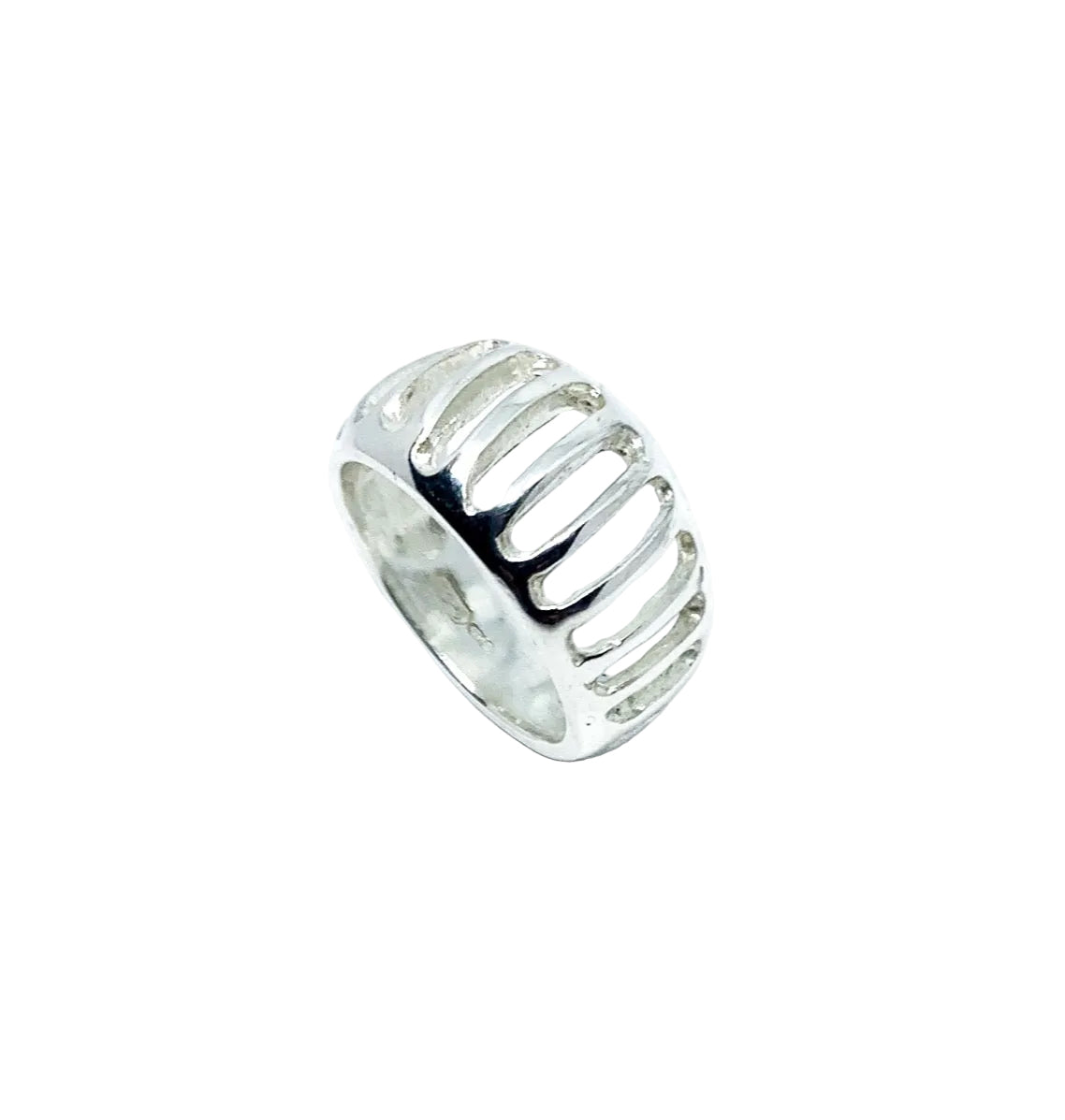 Egg Shape Grill Band Ring in Sterling Silver - Tg-Jewellery By Tamara Gervasio