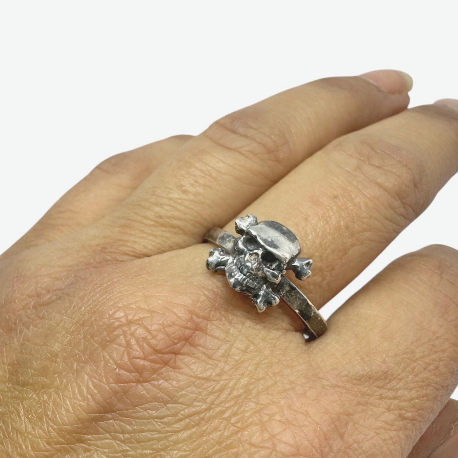 Skull Band Ring – Handcrafted Sterling Silver 925, Recycled - Tg-Jewellery By Tamara Gervasio