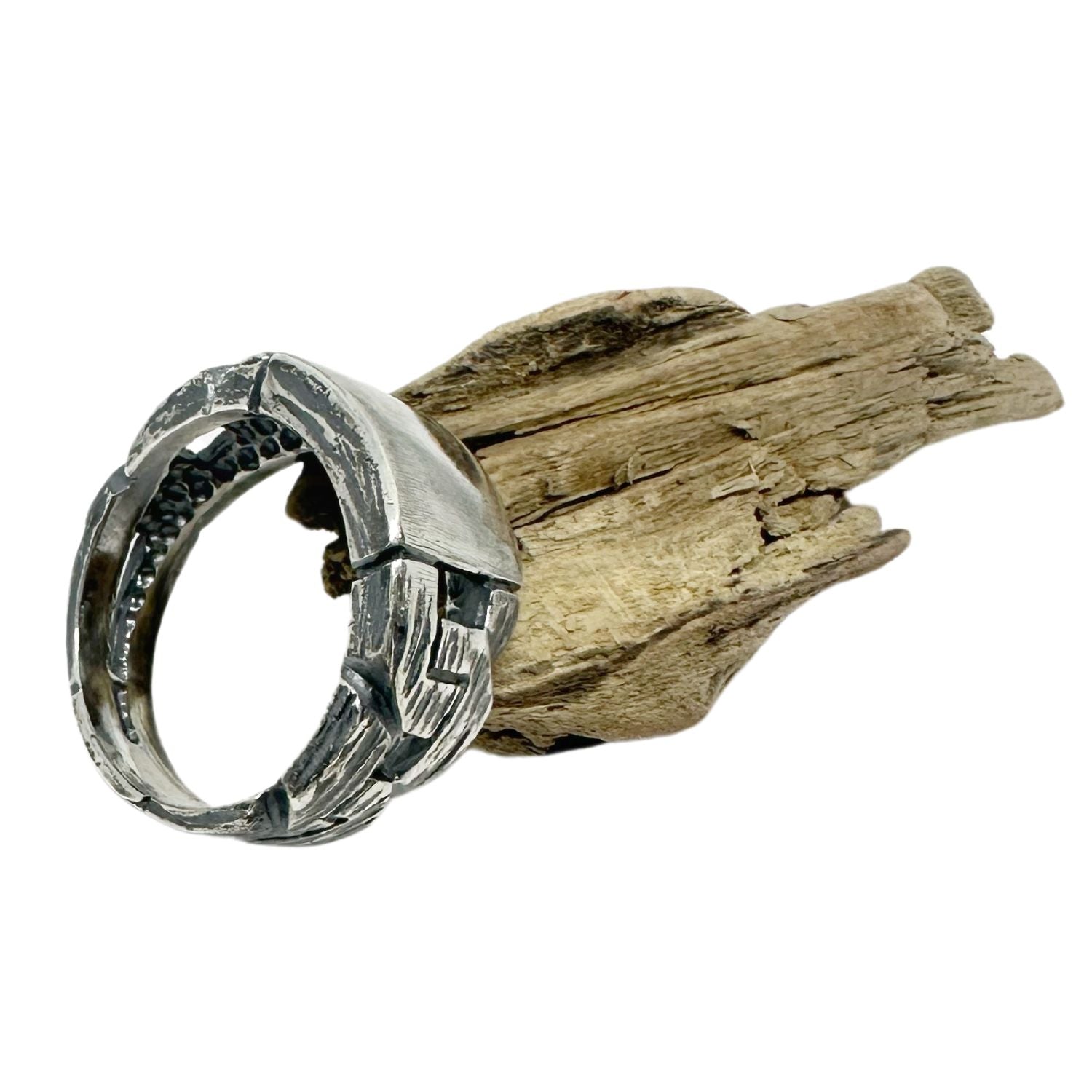 Men’s Chain & Plate Ring – Sterling Silver 925, Handmade - Tg-Jewellery By Tamara Gervasio