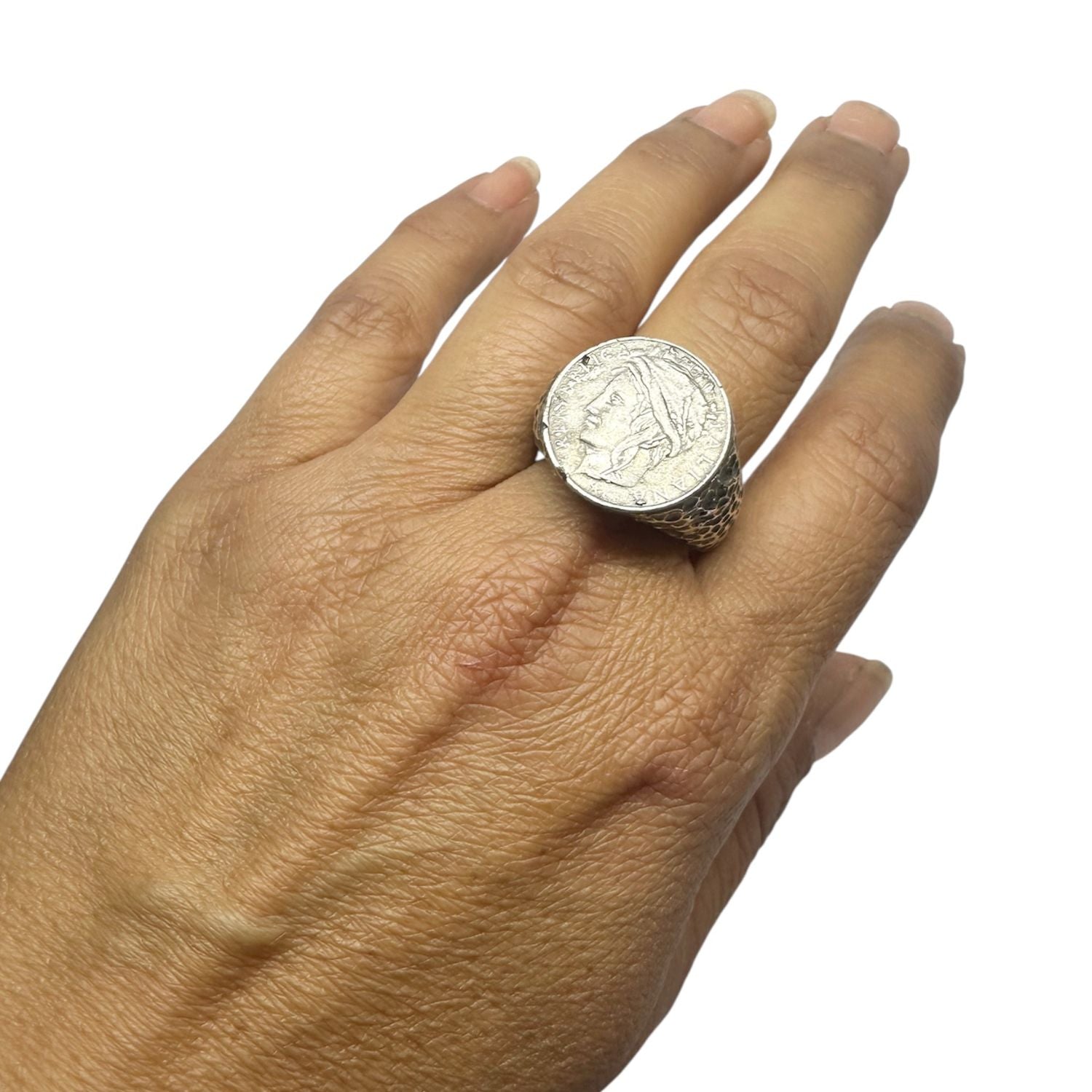 Roman Lira Coin Signet Ring – Sterling Silver Artisan Design - Tg-Jewellery By Tamara Gervasio