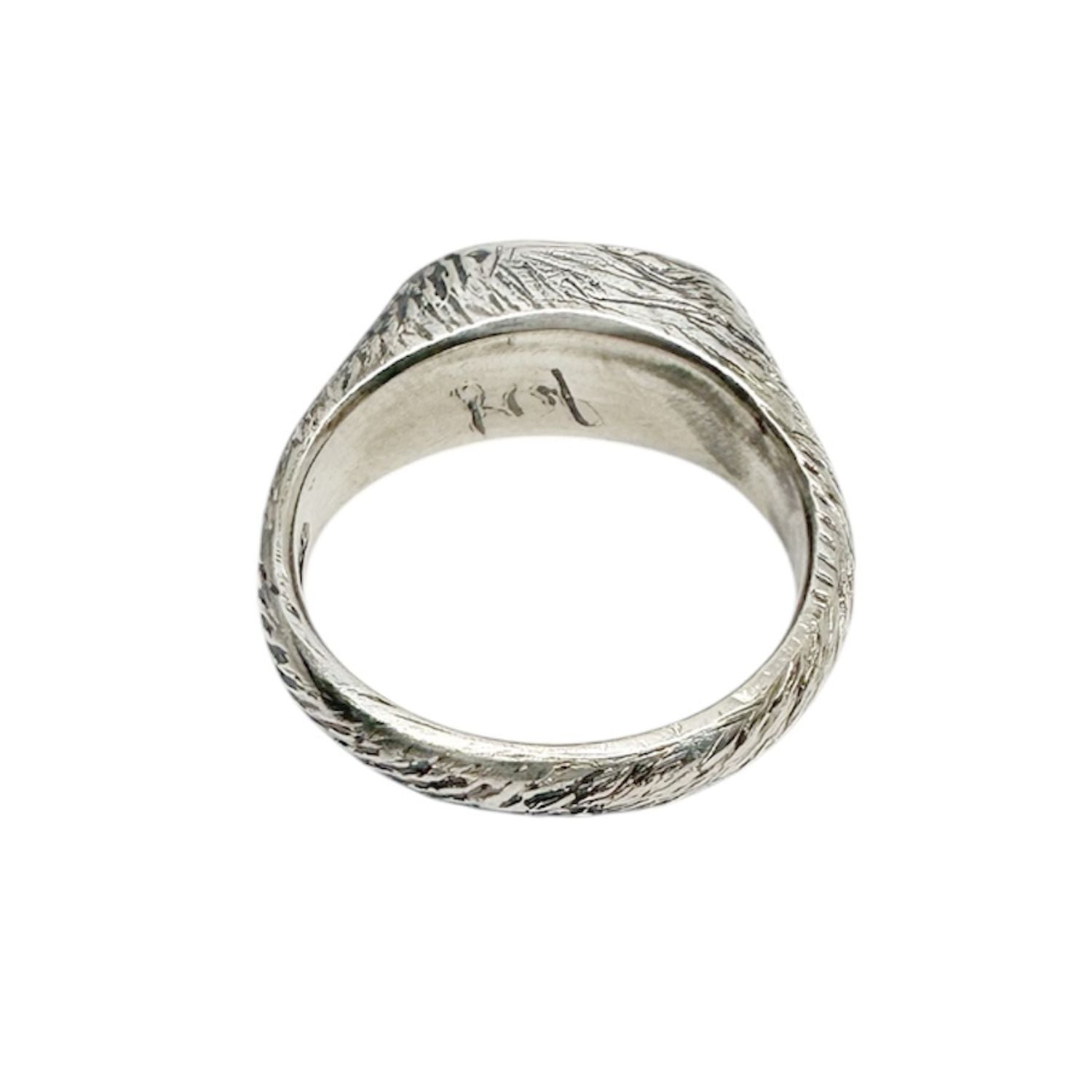 Ancient Sterling Silver Ring with Rod of Asclepius Engraving - One of A Kind