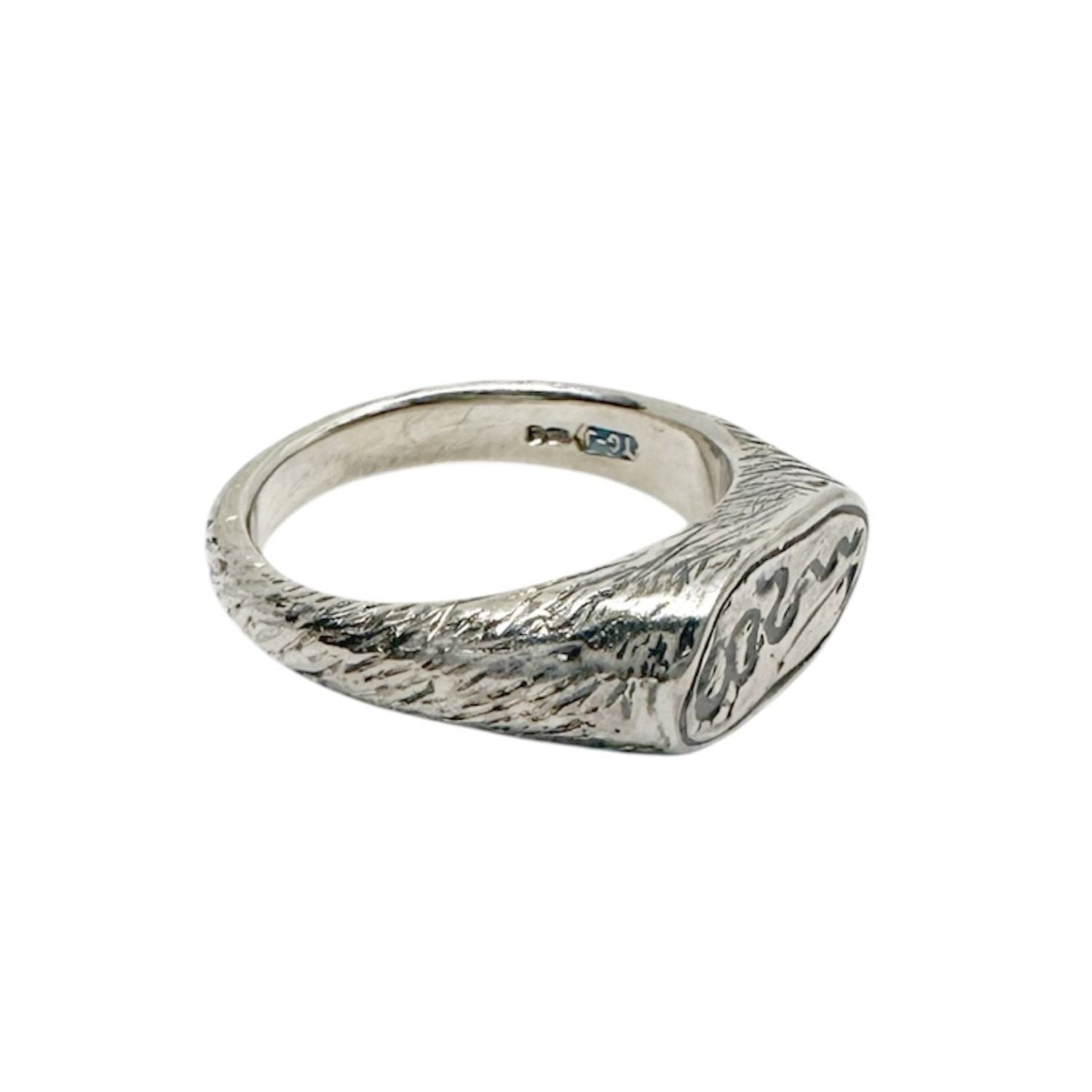 Ancient Sterling Silver Ring with Rod of Asclepius Engraving - One of A Kind