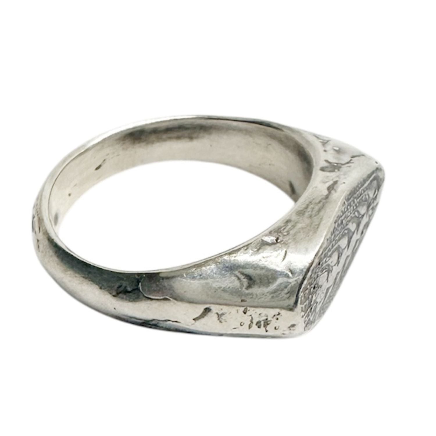 Spiga di Grano Signet Sterling Silver Engraved Ring- One Of A Kind