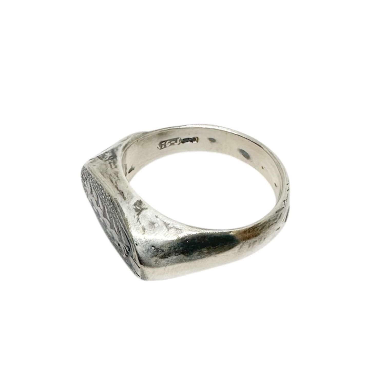 Spiga di Grano Signet Sterling Silver Engraved Ring- One Of A Kind