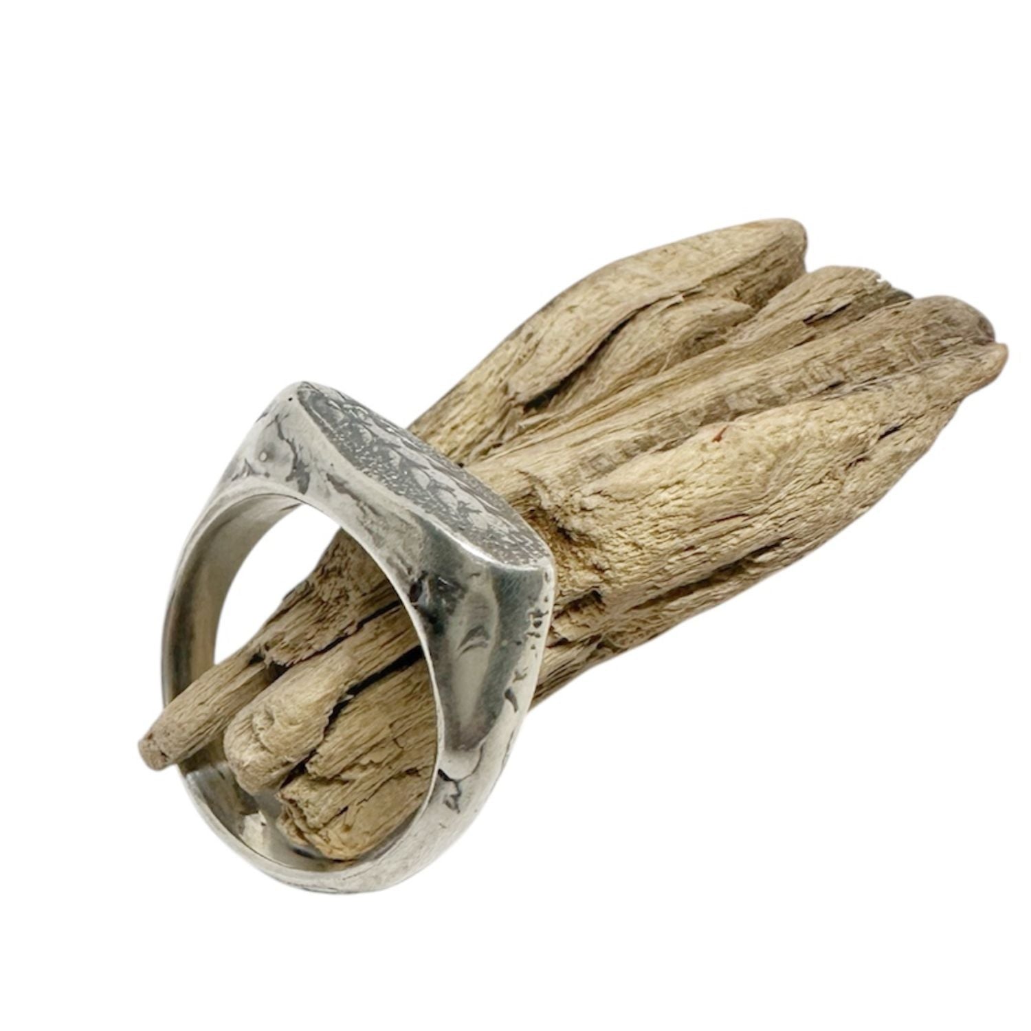 Spiga di Grano Signet Sterling Silver Engraved Ring- One Of A Kind