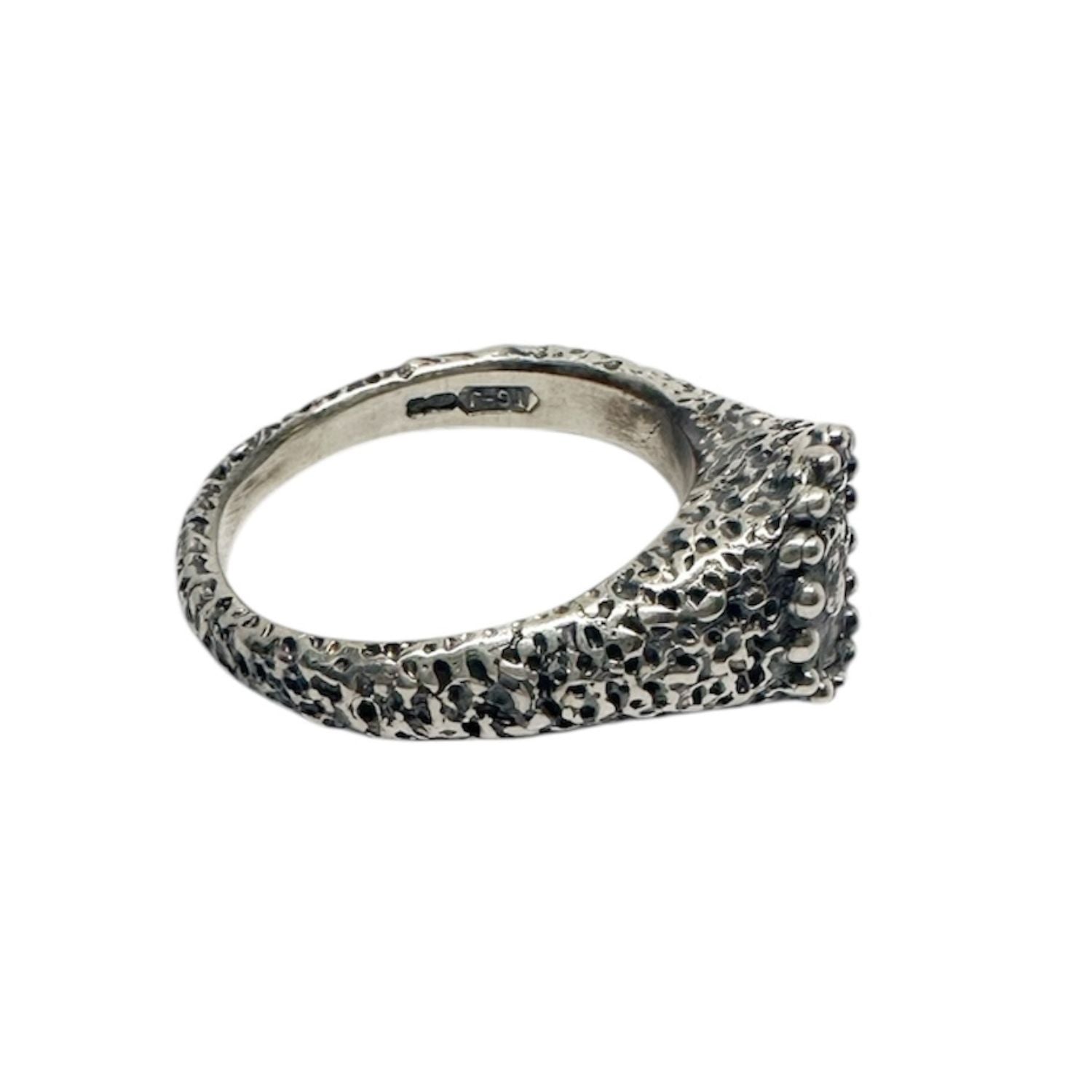 Ancient Cameo Muse Textured Ring – Hand-Carved Sterling Silver