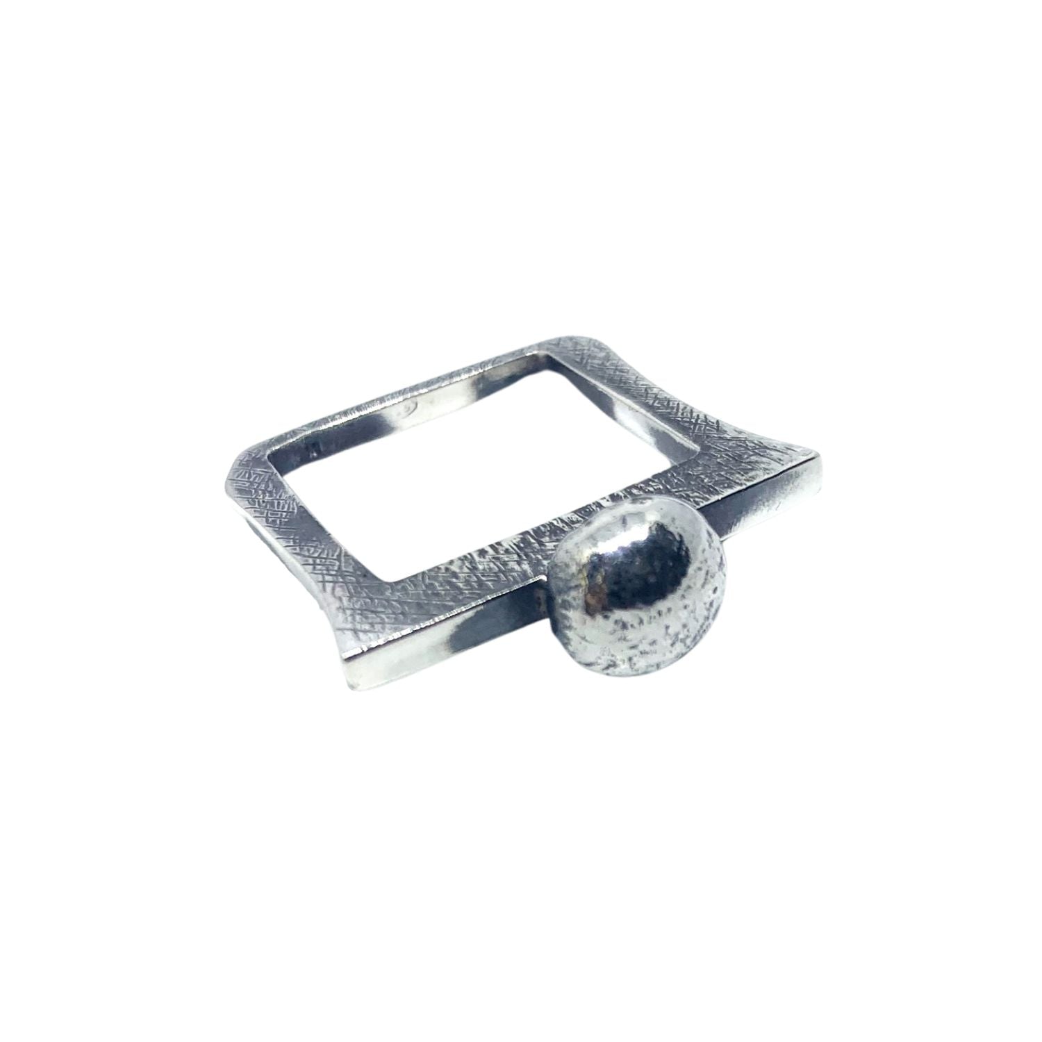 Square Pebble Ring in Sterling Silver 925 – Oxide & Polish Finish - Tg-Jewellery By Tamara Gervasio