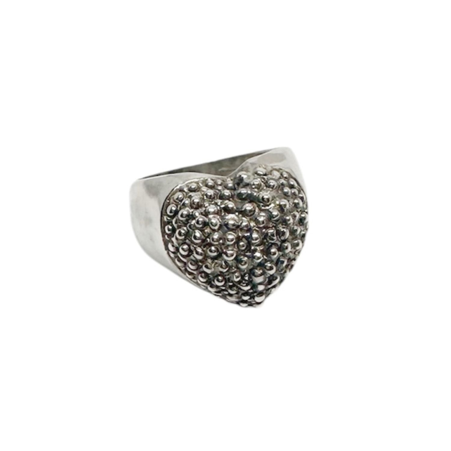Hand-Carved Sterling Silver Heart Ring – Textured Statement Ring