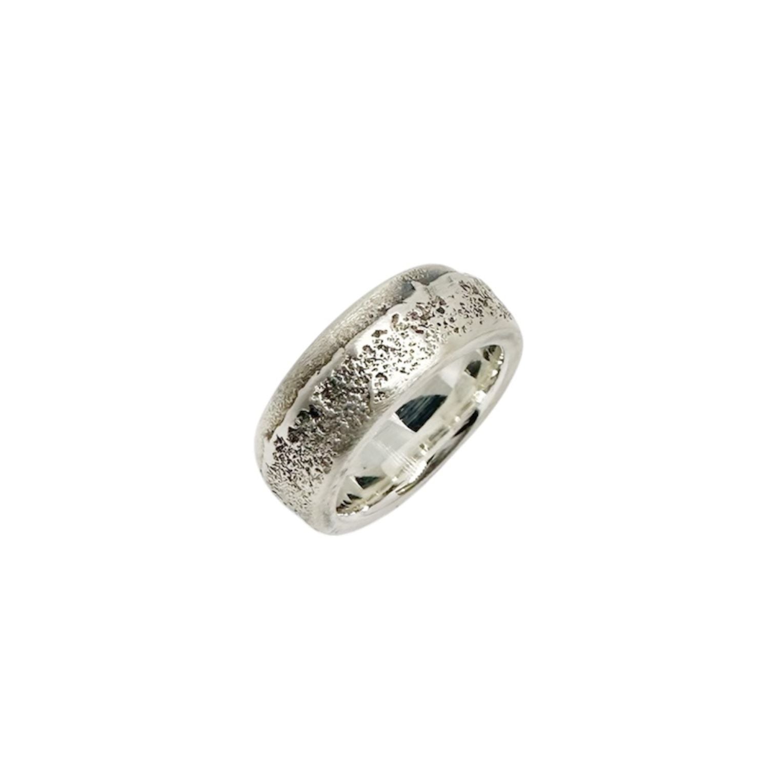 Strata Band Ring – Recycled Sterling Silver 925 Sand Cast
