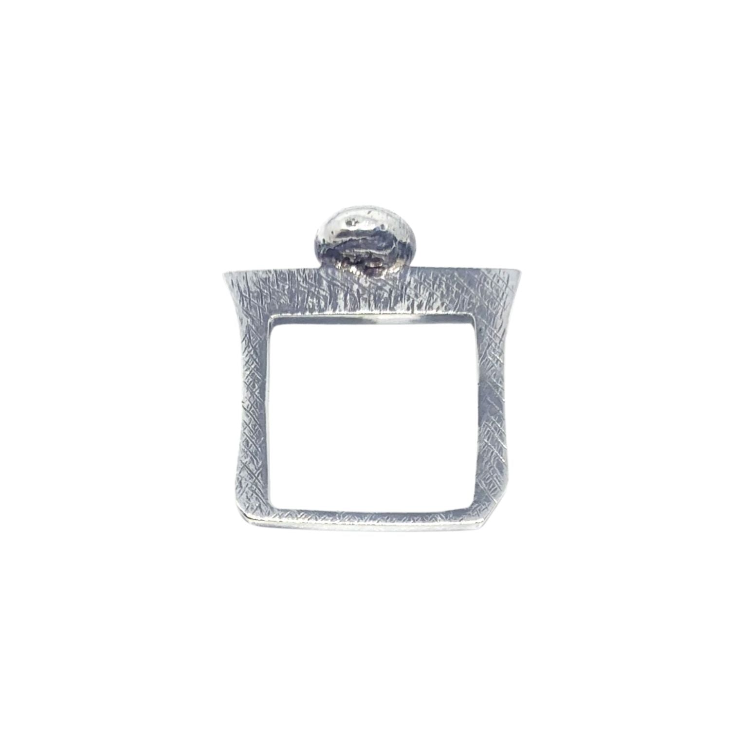 Square Pebble Ring in Sterling Silver 925 – Oxide & Polish Finish - Tg-Jewellery By Tamara Gervasio