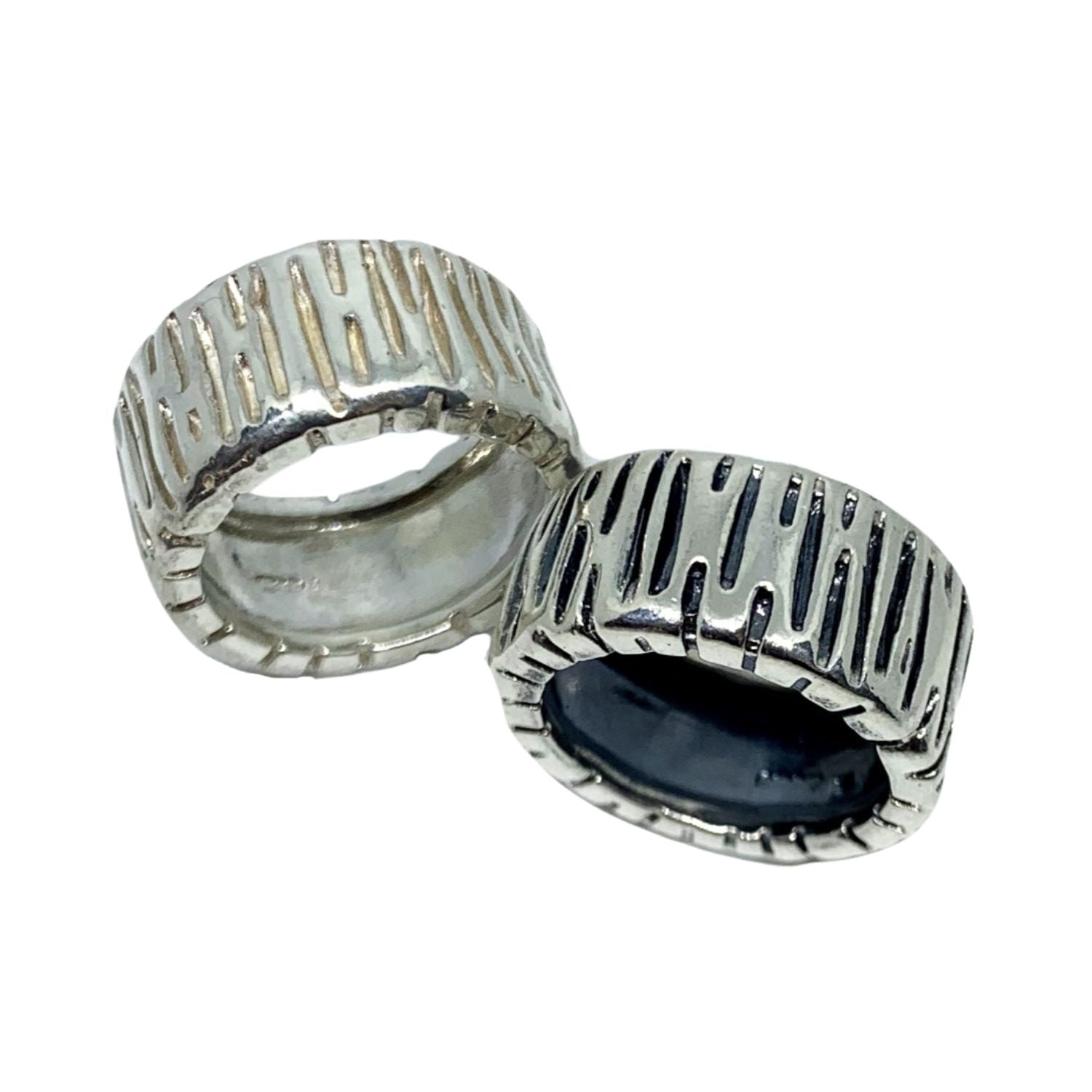 Sterling silver 925 Wheel Flat Band Ring, 12.48mm wide, 18.9g, automotive-inspired design, handmade in Cornwall - Tg-Jewellery By Tamara Gervasio