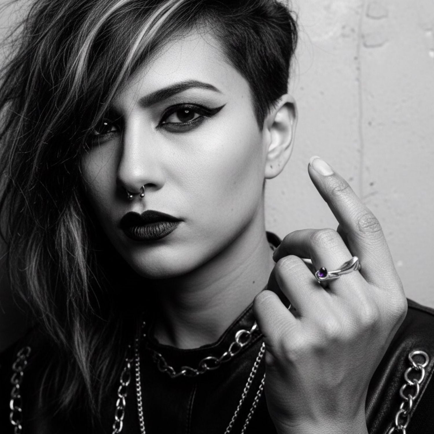 Pyramid Ring | Sterling Silver 925 with Garnet or Amethyst