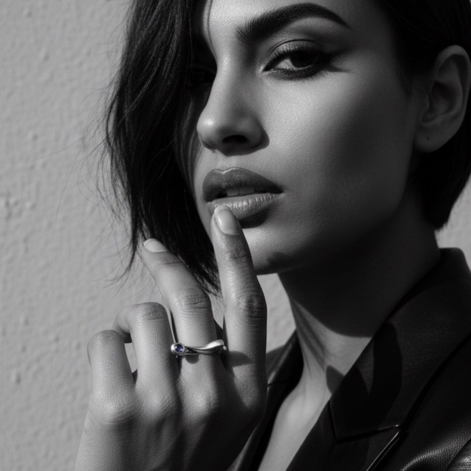 Pyramid Ring | Sterling Silver 925 with Cabochon Peridot, Amethyst, or Iolite