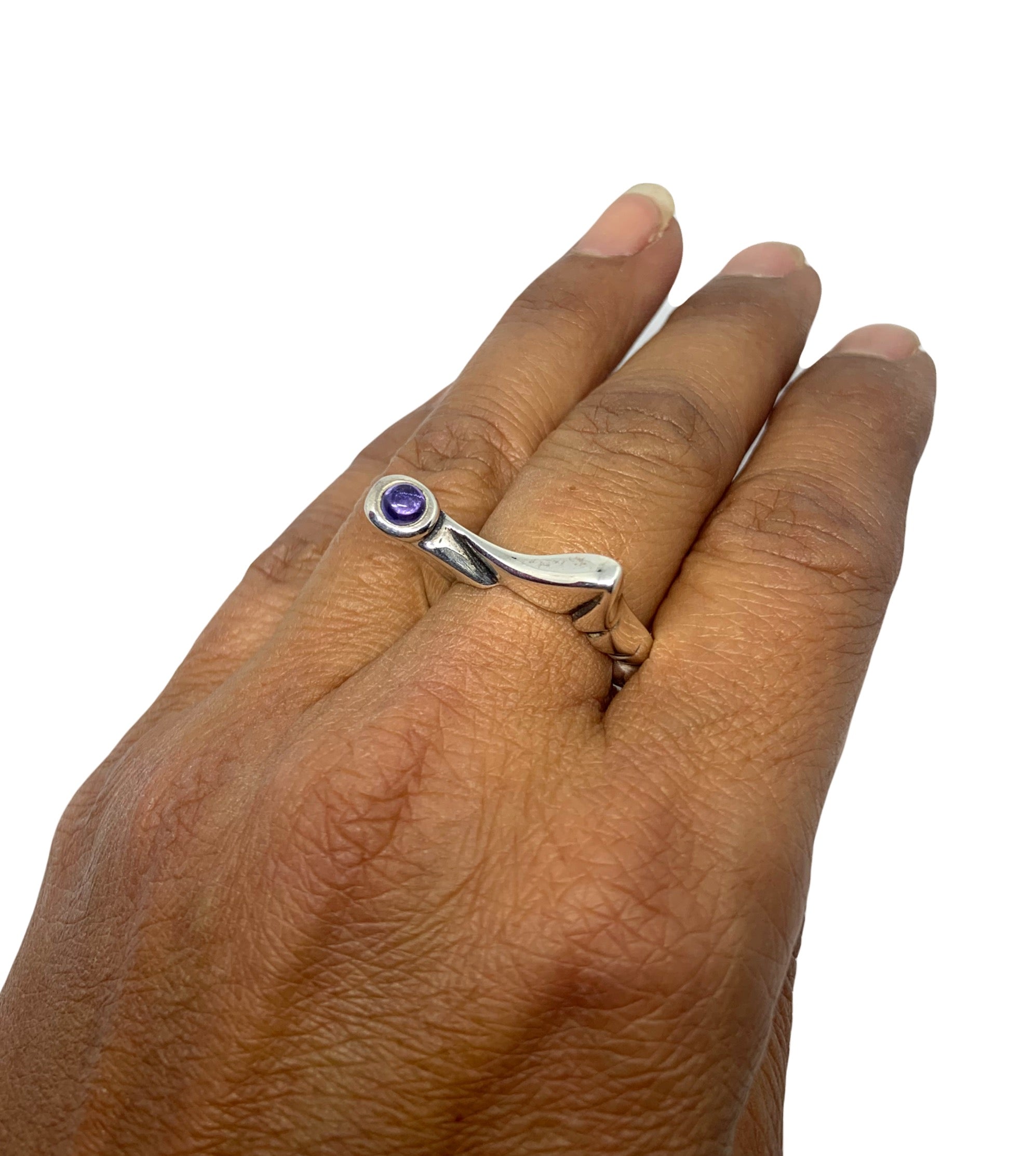 Pyramid Ring | Sterling Silver 925 with Cabochon Peridot, Amethyst, or Iolite