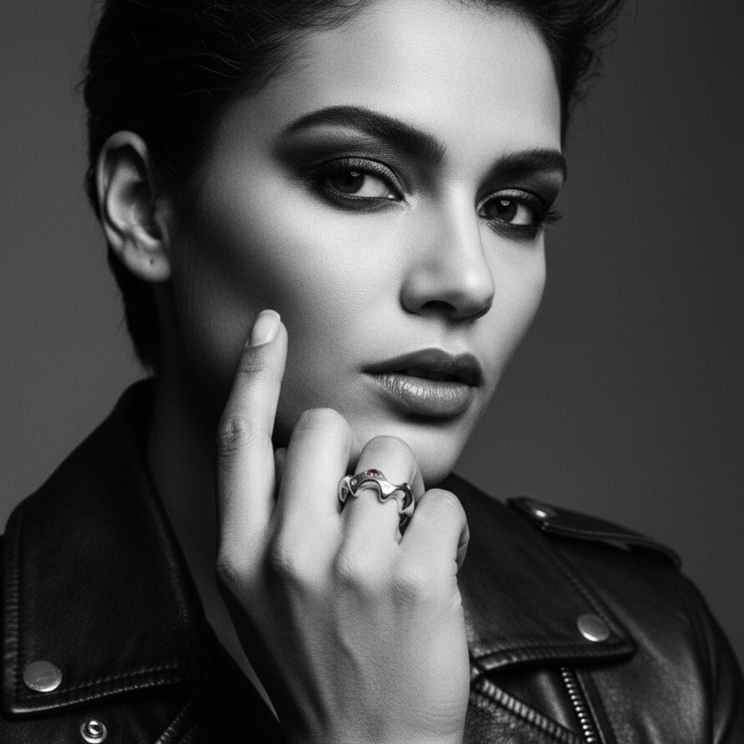 Anello Lumaca di mare - Argento Sterling 925 con tormalina o granato e zirconi - Pezzo unico