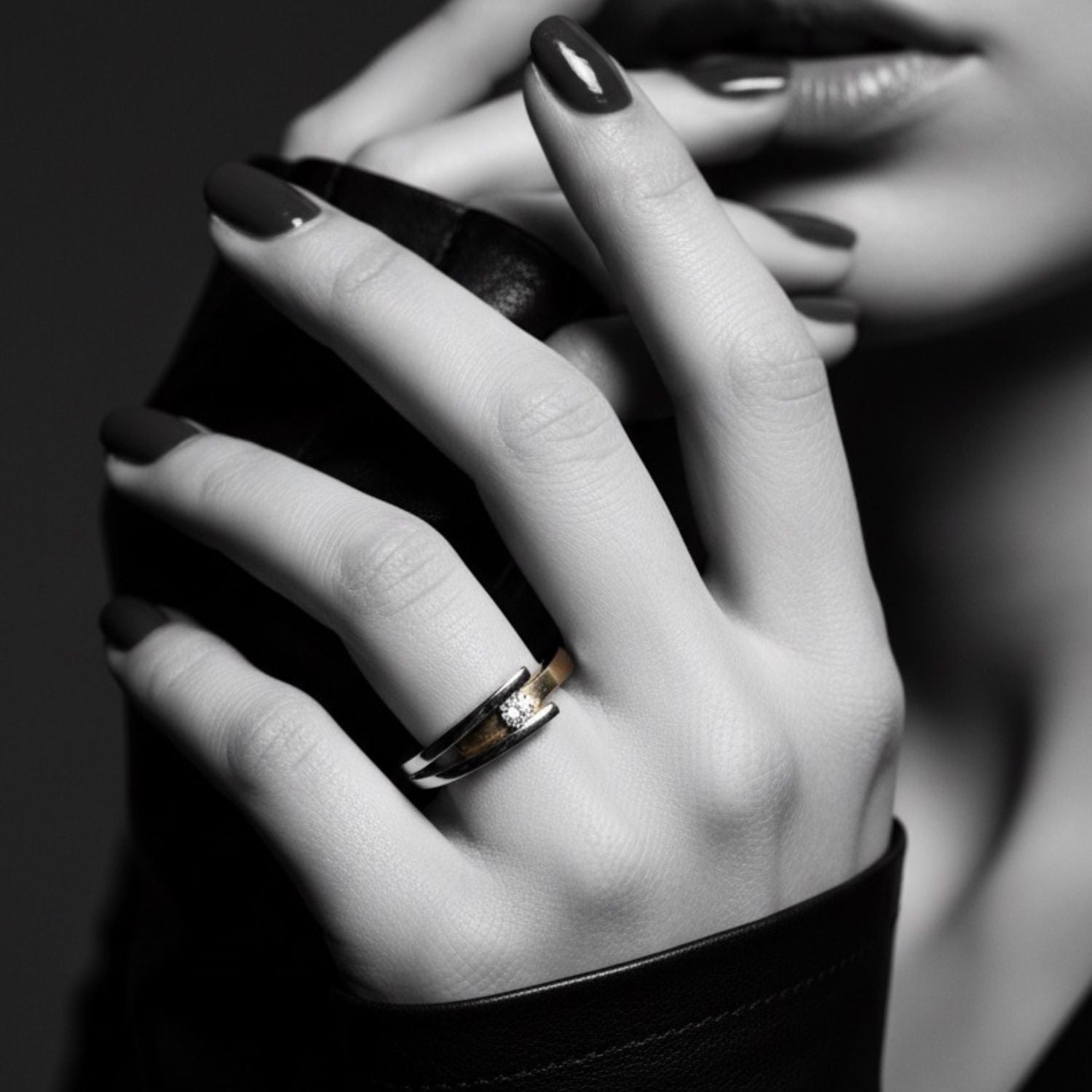 18ct gold asymmetrical channel-set diamond ring worn on hand — sculptural fine jewellery showing scale and fit, TG Jewellery - Tg-Jewellery By Tamara Gervasio