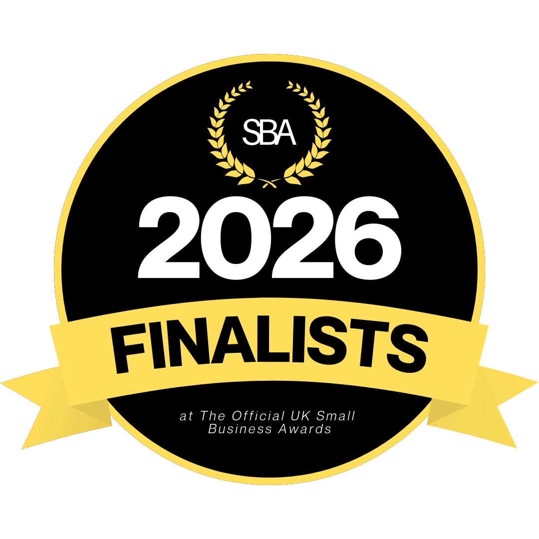 Award badge  '2026 FINALISTS' at The Official UK Small Business Awards Tg-Jewellery by Tamara Gervasio