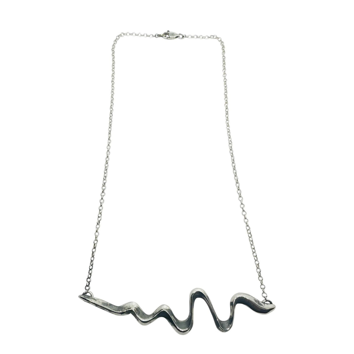 Sculptural Snake Choker Necklace – Sterling Silver