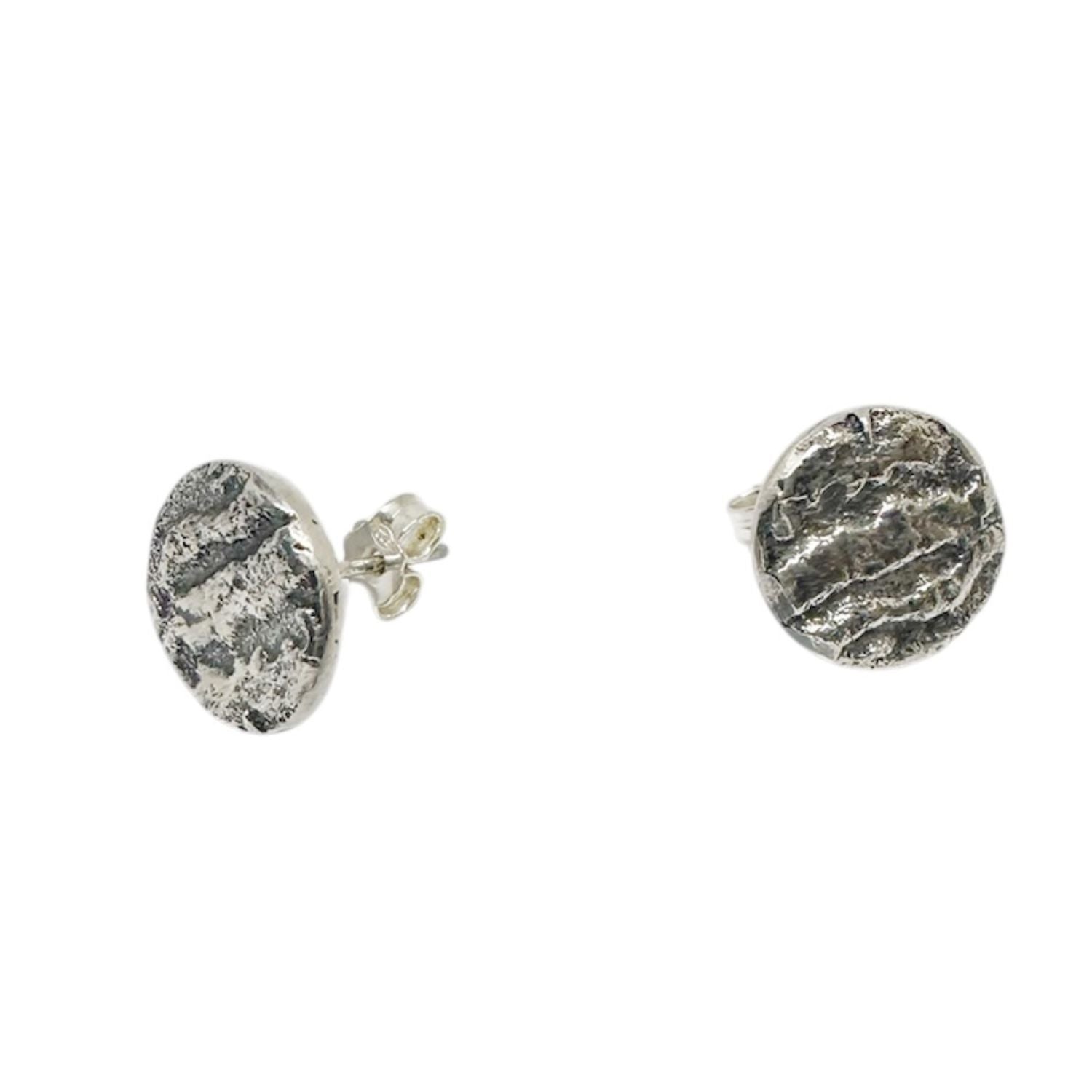 Organic Textured Sterling Silver Stud Earrings – Sand Casting