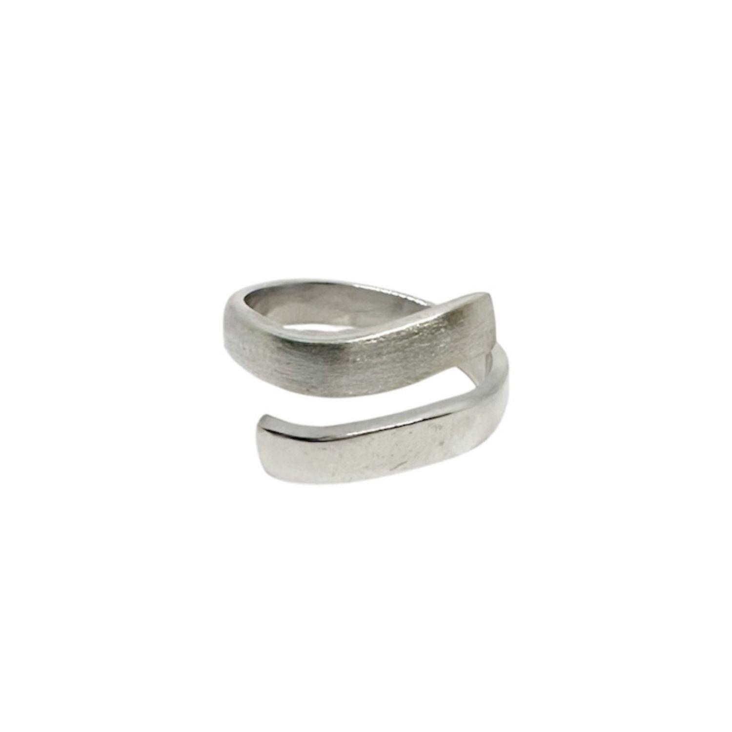 Adjustable sterling silver ring open band detail — recycled 925 silver, handmade one of a kind, starting size R½
