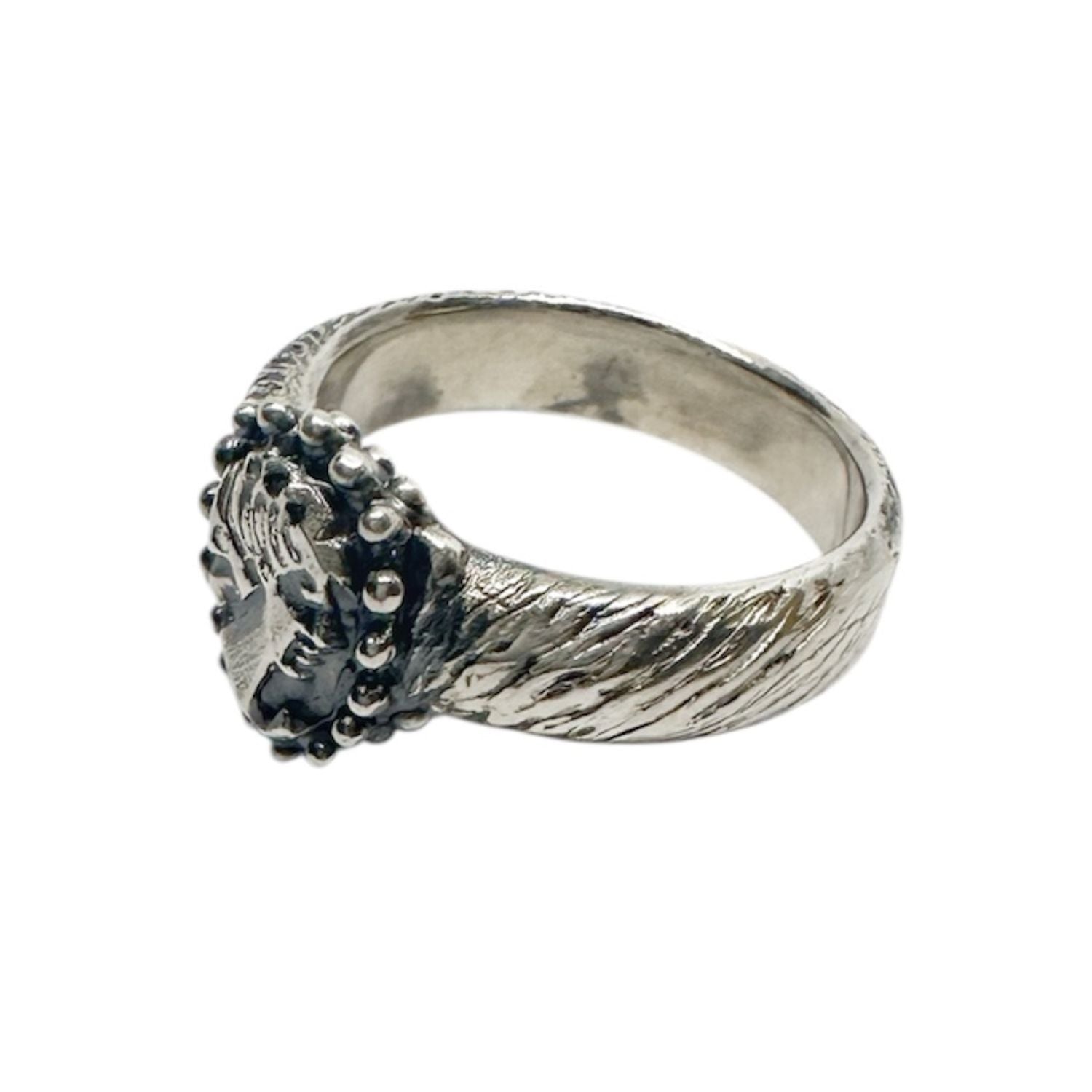 One of a Kind Cameo Muse Ring in Sterling Silver 925 — Textured Band Detail — Handmade by Tamara Gervasio