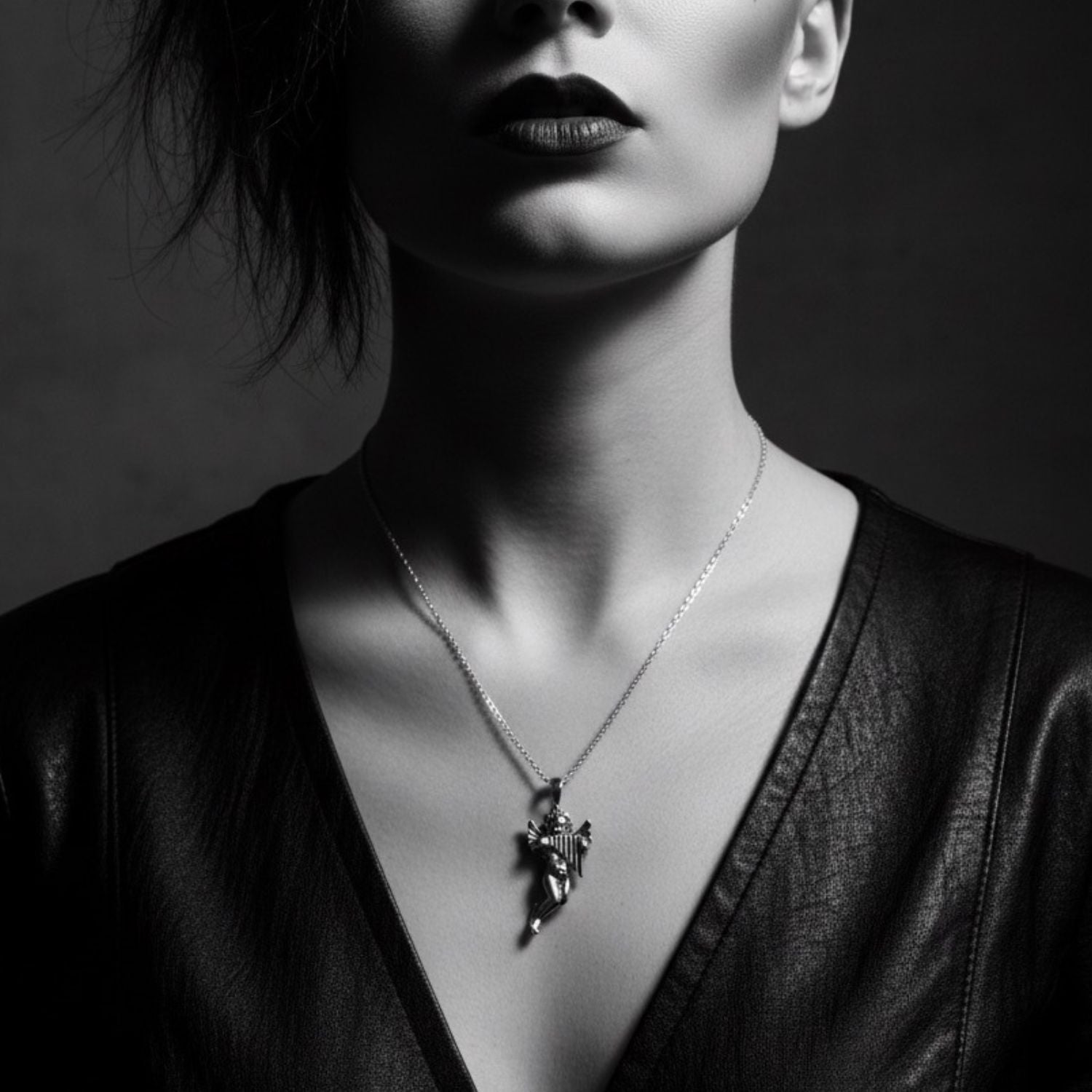 Cherub Panflute Pendant Necklace in Sterling Silver 925 — Worn on Neck — Handmade by Tamara Gervasio