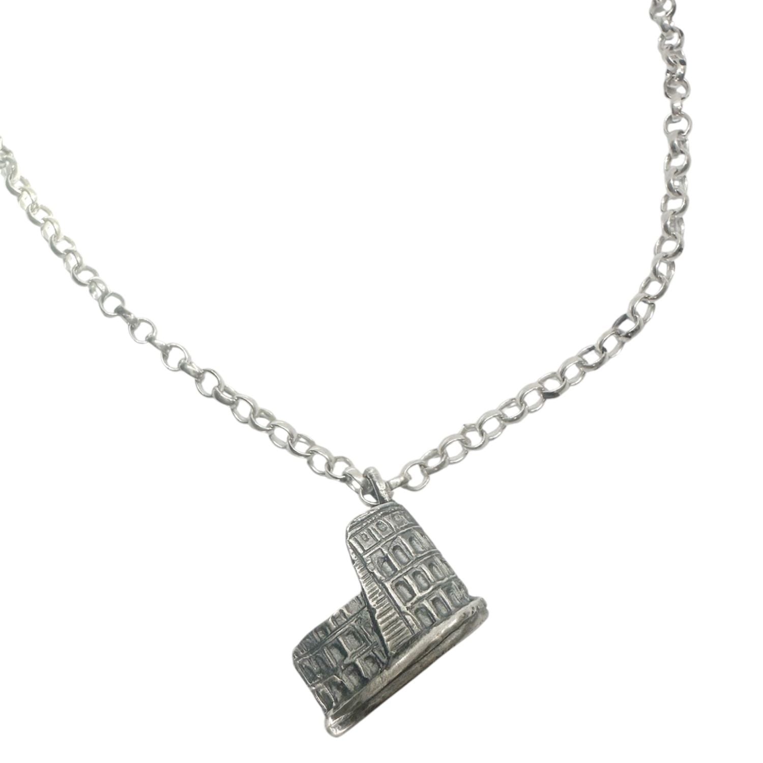 Colosseo Pendant Necklace in Sterling Silver 925 — Roman Colosseum Pendant Detail — Handmade by Tamara Gervasio"