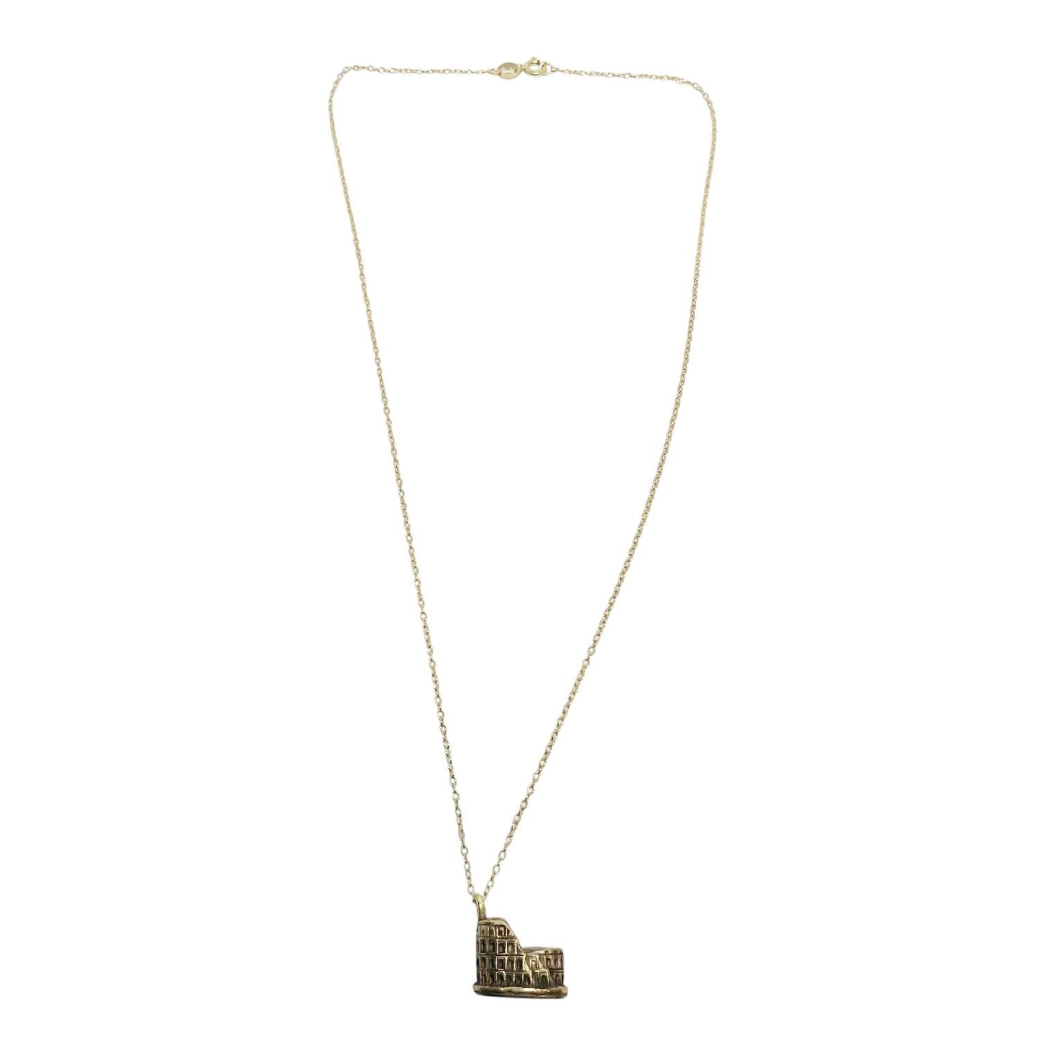Colosseum pendant necklace in 18ct gold flash-plated sterling silver on 45cm trace chain – handmade by Tg-Jewellery by Tamara Gervasio