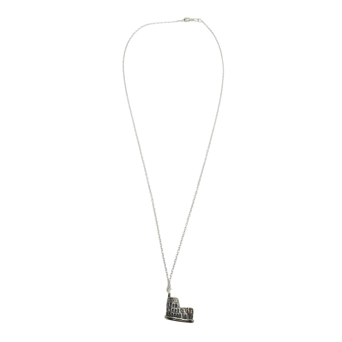 Colosseum pendant necklace in sterling silver 925 with oxidised finish on 45cm trace chain – handmade by Tg-Jewellery by Tamara Gervasio