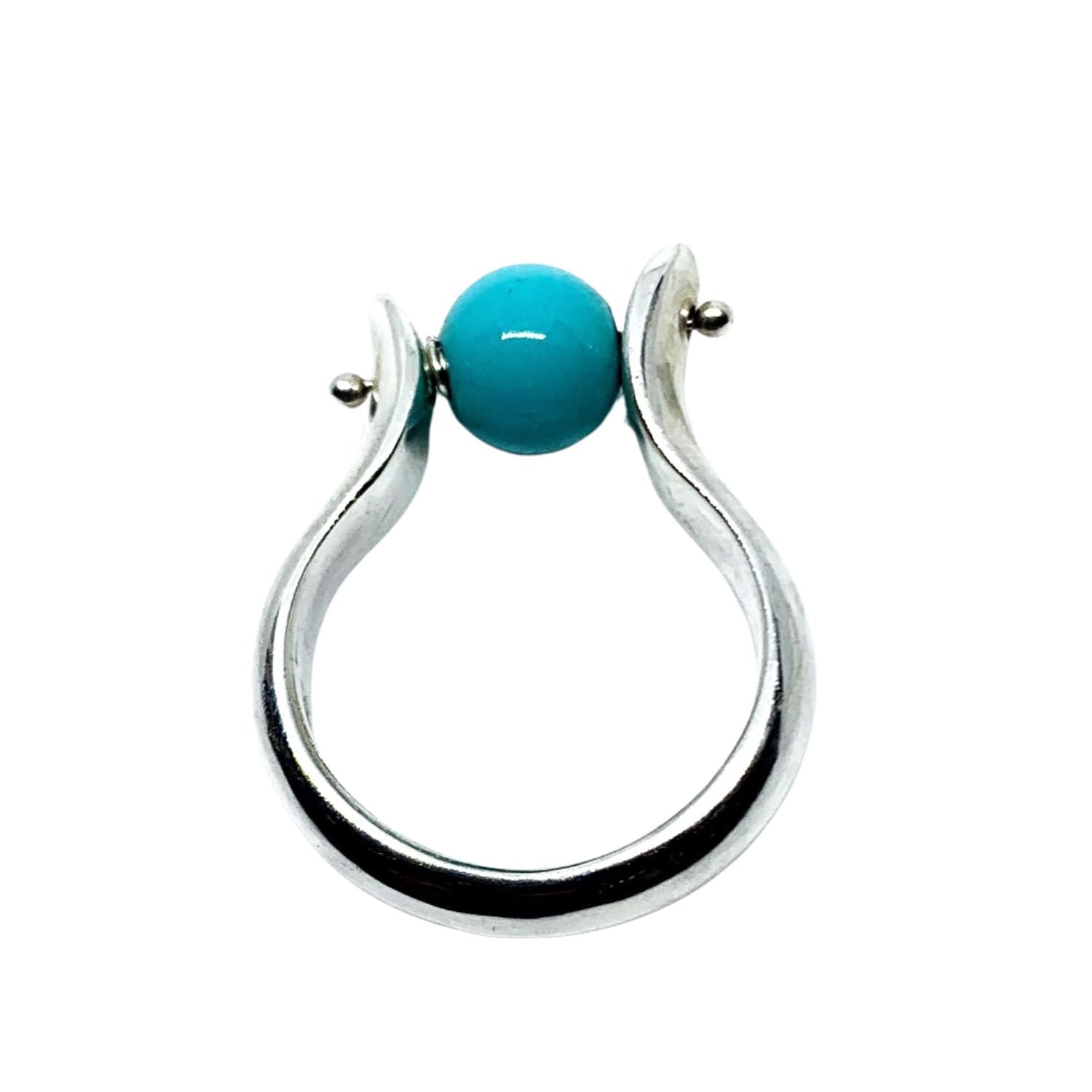 Crusher of Thoughts Spinning Bead Ring – Front View | Sterling Silver 925 & Turquoise - Tg-Jewellery By Tamara Gervasio
