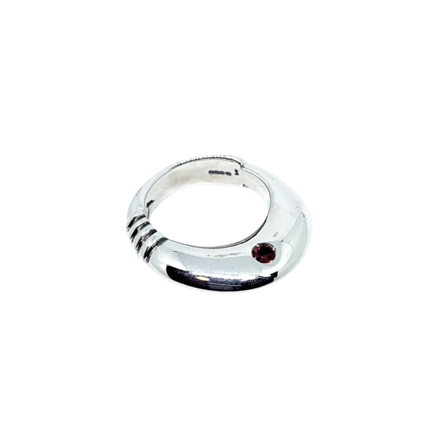 Fountain Ring in sterling silver 925 with ruby stones — sculptural avant-garde design, lost wax technique, UK hallmarked - Tg-Jewellery By Tamara Gervasio