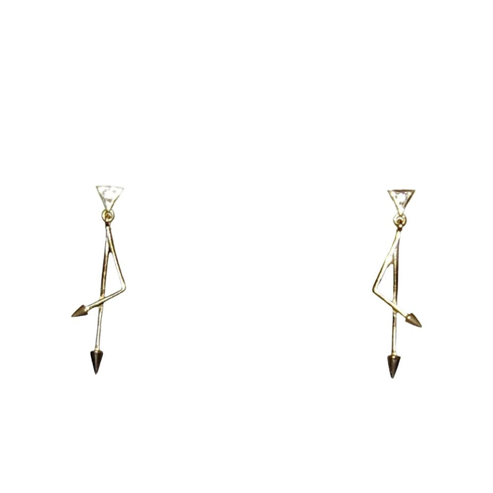 A pair of 18ct yellow gold harrow dangle earrings with round cubic zirconia studs, Tg-Jewellery 