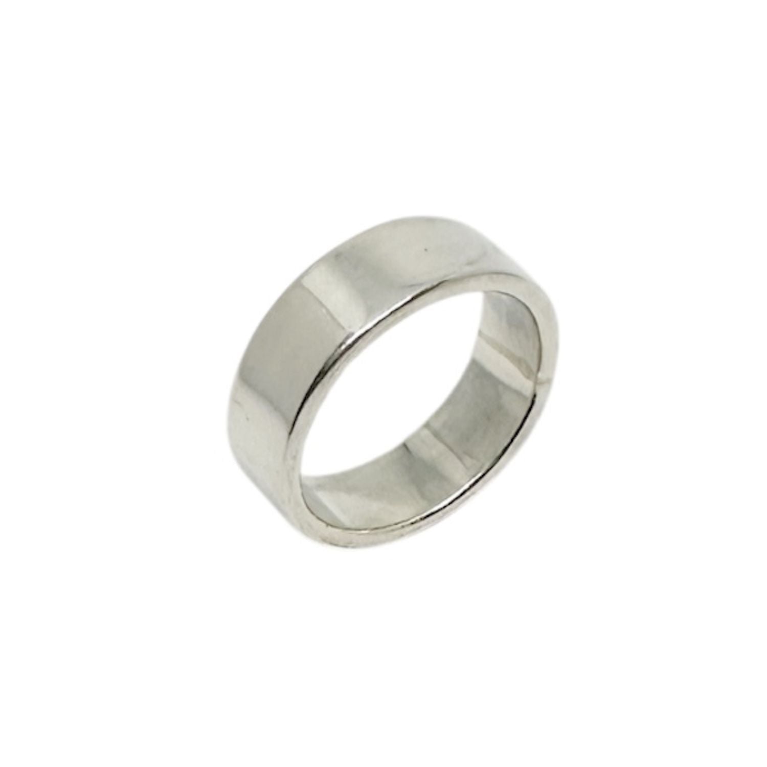 Handcrafted flat sterling silver 925 wedding band 7.5mm width – TG-Jewellery- Tg-Jewellery By Tamara Gervasio