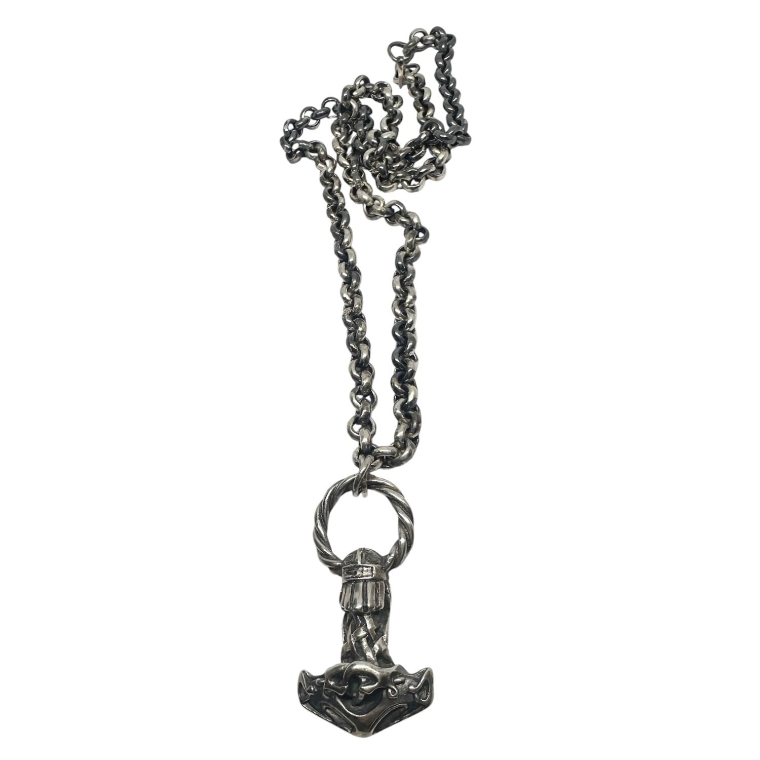 Heavy Viking Hammer Necklace in Solid Sterling Silver 925 — Back Detail — Handmade by Tamara Gervasio"