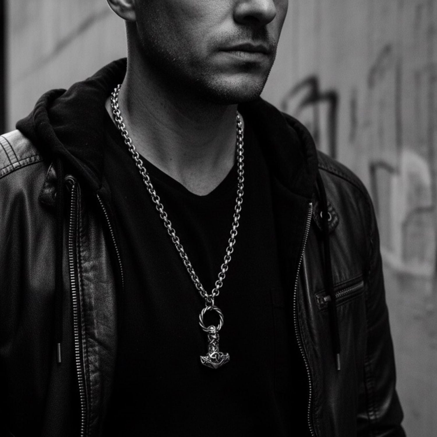 Heavy Viking Hammer Necklace in Solid Sterling Silver 925 — Worn on Neck — Handmade by Tamara Gervasio