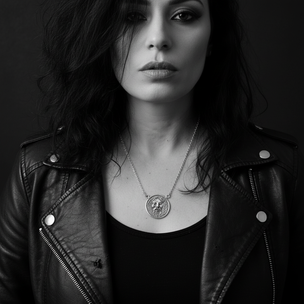 La Bocca della Verità Pendant Necklace in Sterling Silver 925 — Worn on Neck — Handmade by Tamara Gervasio