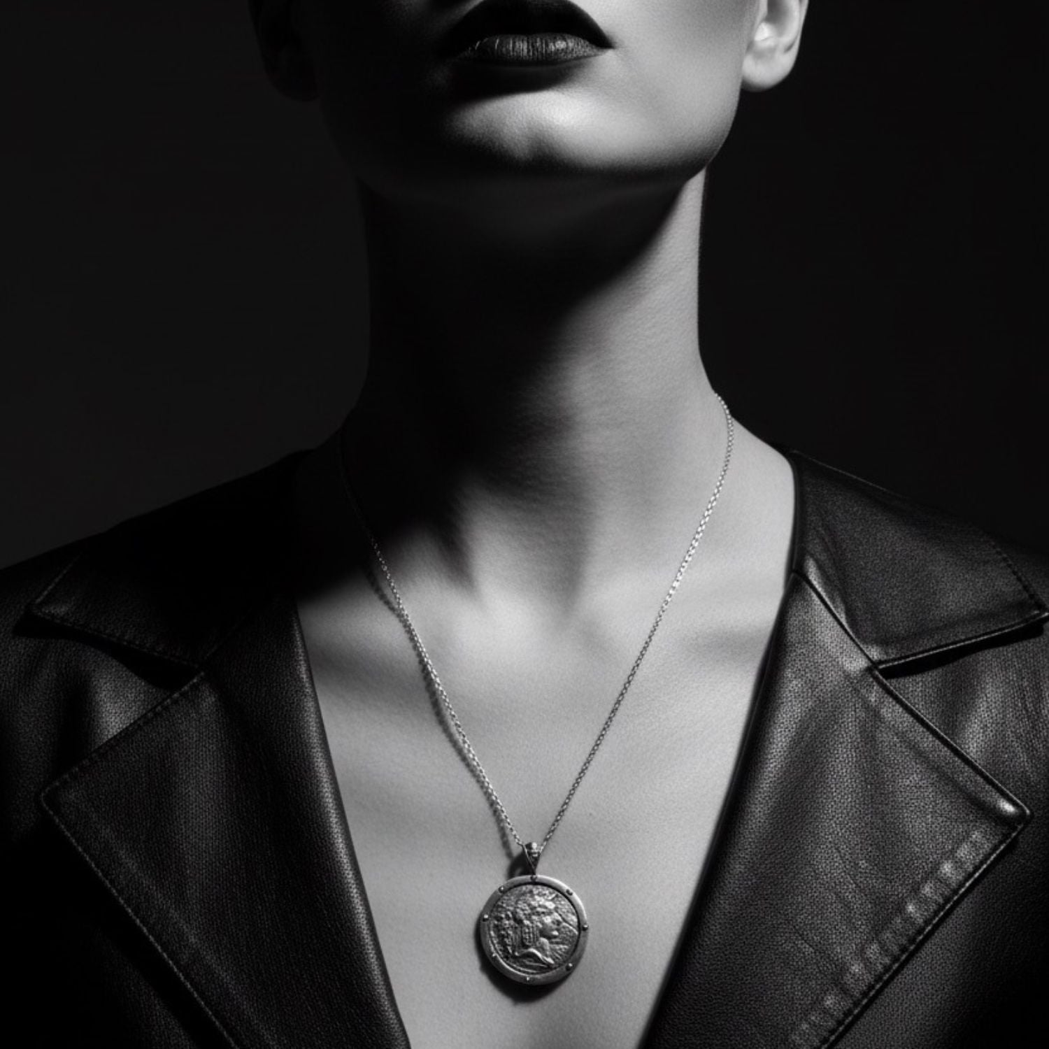 One of a Kind Ancient Coin Pendant Necklace in Sterling Silver 925 — Worn on Neck — Handmade by Tamara Gervasio