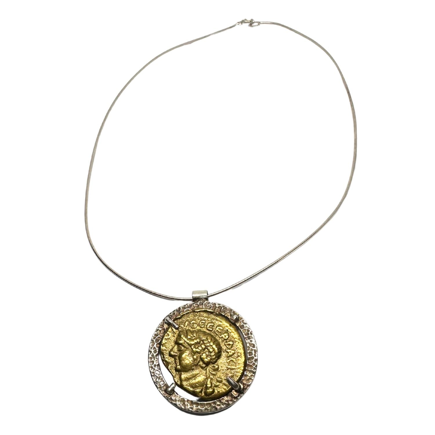 One of a Kind Ancient Coin Pendant in Sterling Silver 925 — Real Ancient Coin Detail — Handmade by Tamara Gervasio