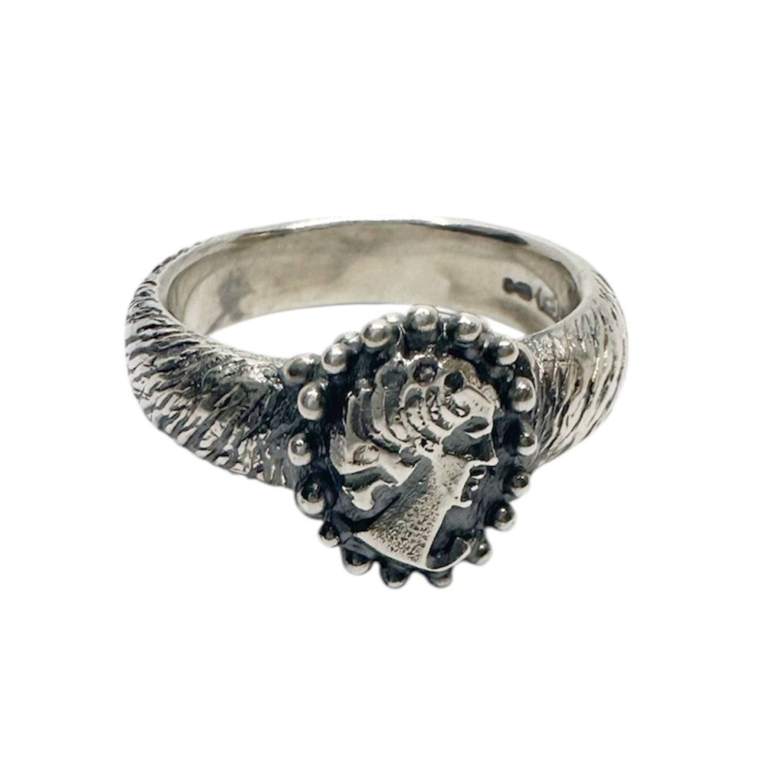 One of a Kind Cameo Muse Ring in Sterling Silver 925 — Portrait Face Detail — Handmade by Tamara Gervasio