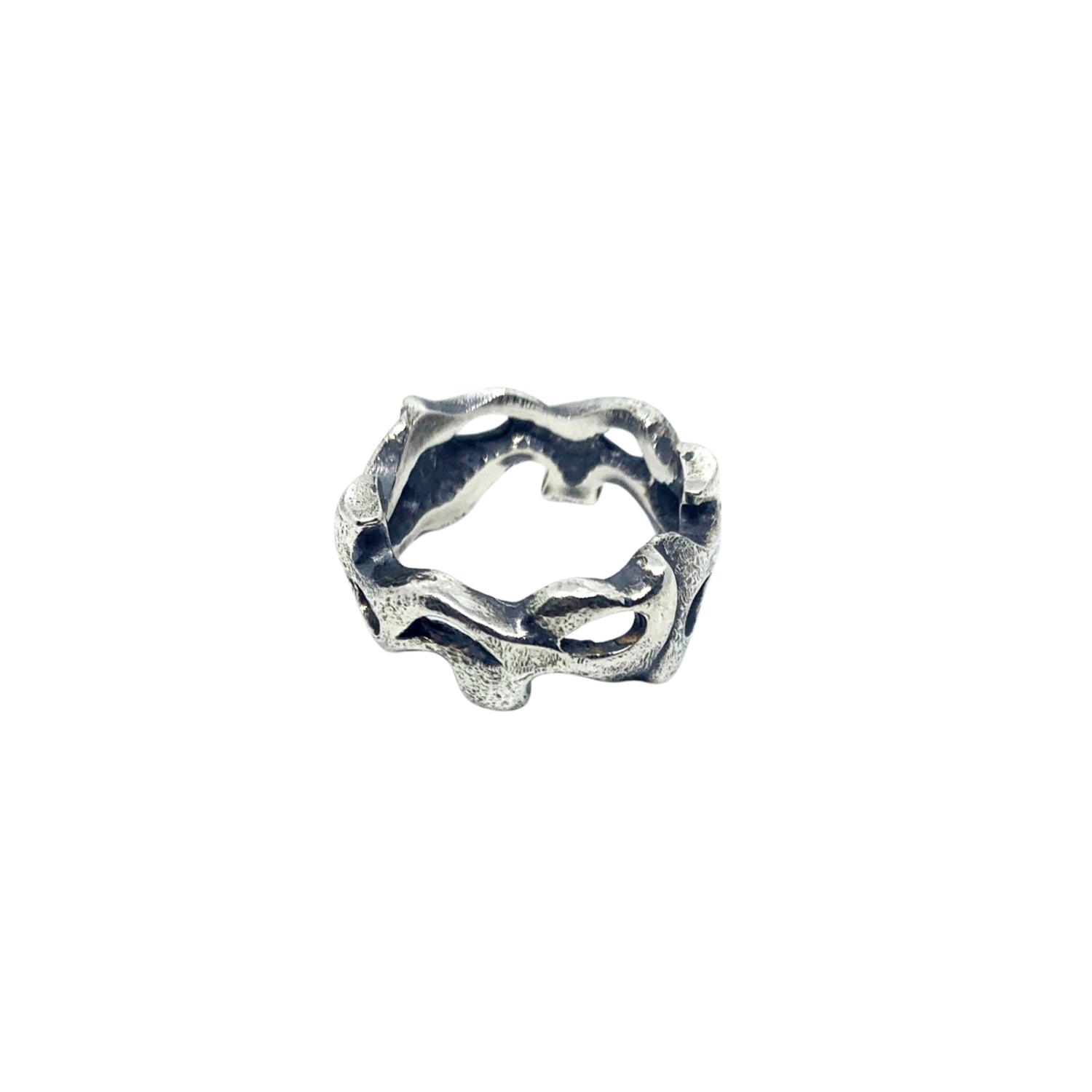Organic Ring for Women – Front View | Sterling Silver 925 Sculptural Band - Tg-Jewellery By Tamara Gervasio