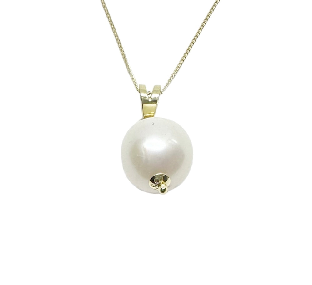 Pearl Pendant Necklace – Gold Detail | 18ct Yellow Gold & Freshwater Pearl - Tg-Jewellery By Tamara Gervasio