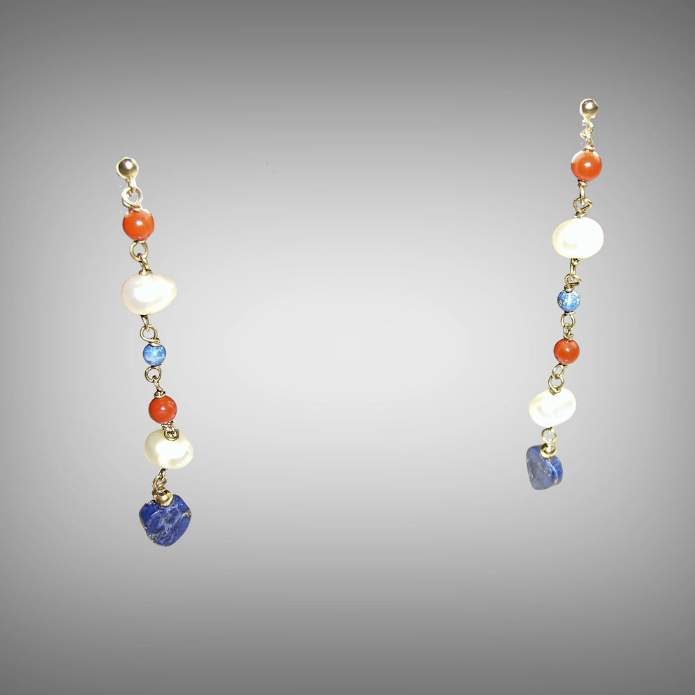 A pair of 18ct yellow recycle gold gemstones dangle earrings, Tg-Jewellery by Tamara Gervasio