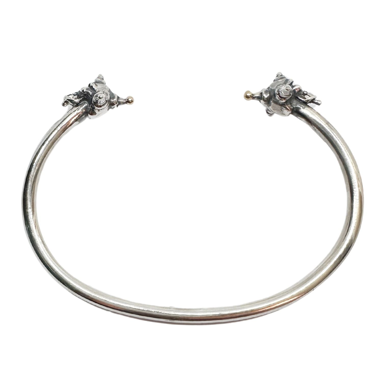 Punk Skull Rigid Bangle in Recycled Sterling Silver 925 — Side Profile — 3.87mm Wire Thickness — 29.8g — Handmade by Tamara Gervasio