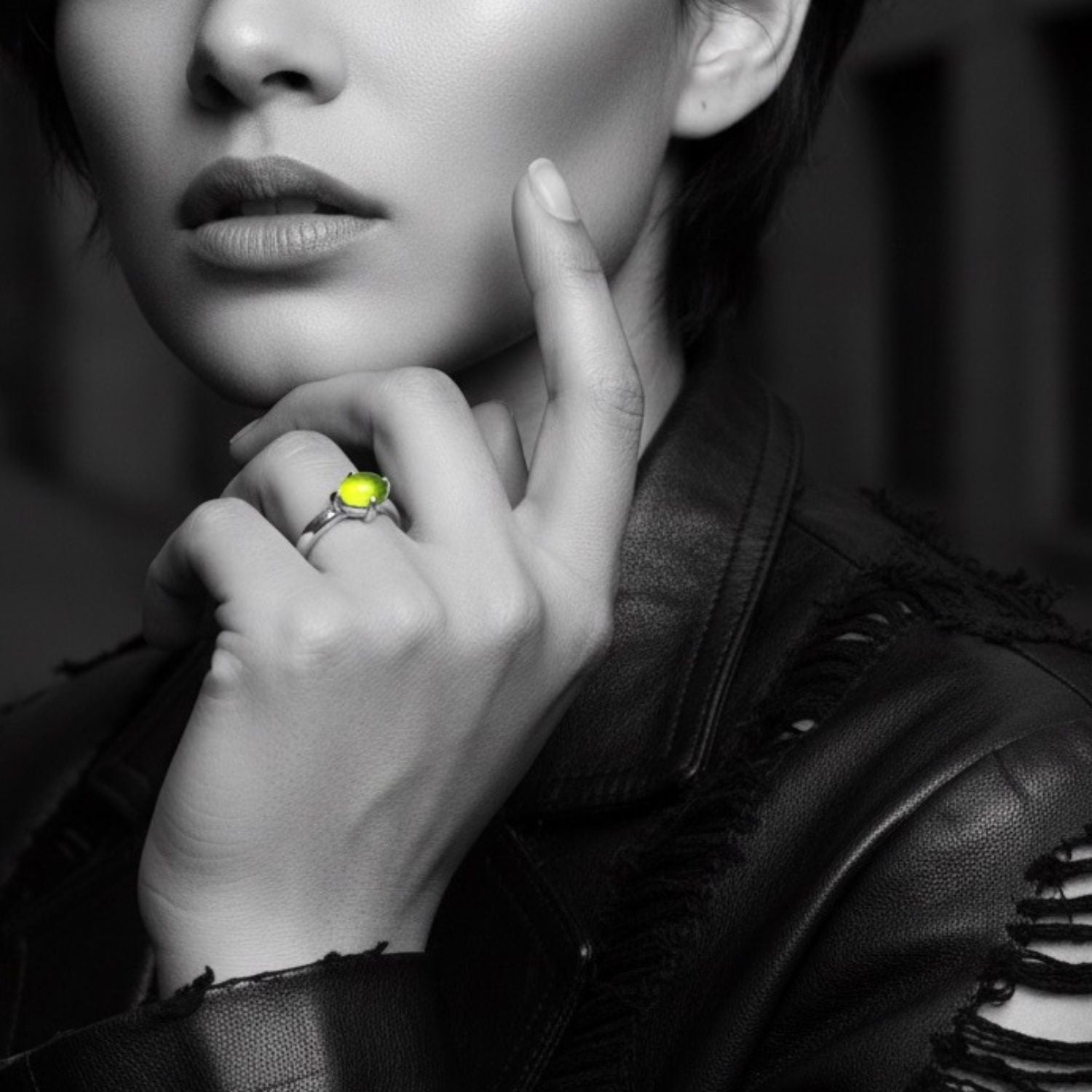 Simplicity Peridot Ring on Model | Sterling Silver 925 & Oval Peridot Cabochon - Tg-Jewellery By Tamara Gervasio