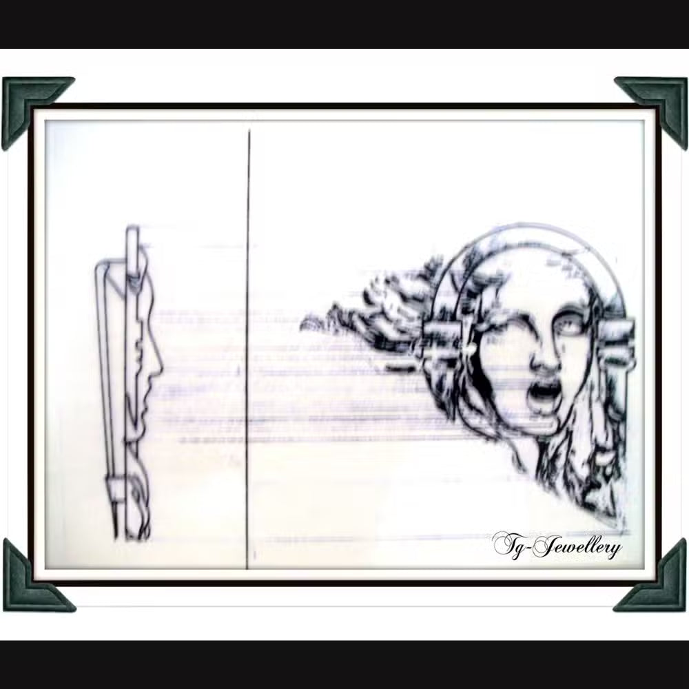 Sketch of a project for “Daphne” Brooch inspired by Canova sculpture By Tg-Jewellery 