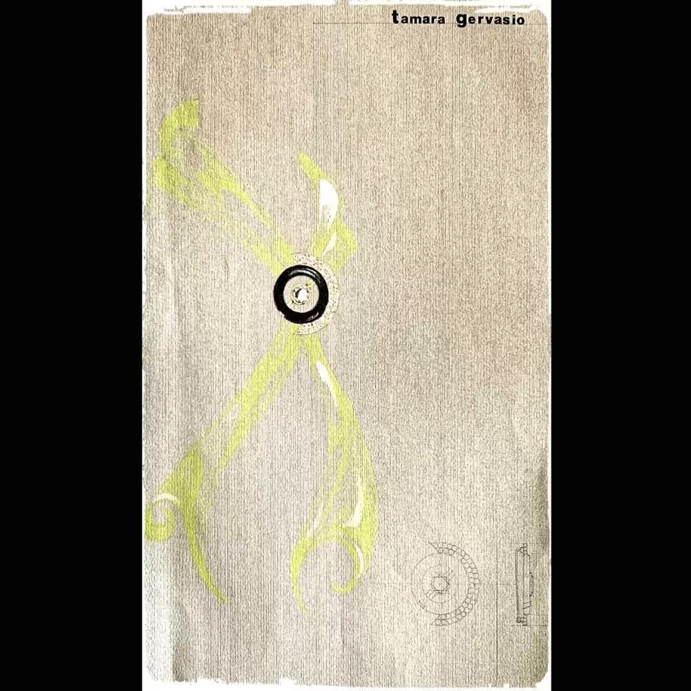 Sketch of a art-deco brooch in gold with  central onyx disk and diamonds design by Tamara Gervasio _ Tg-Jewellery collections