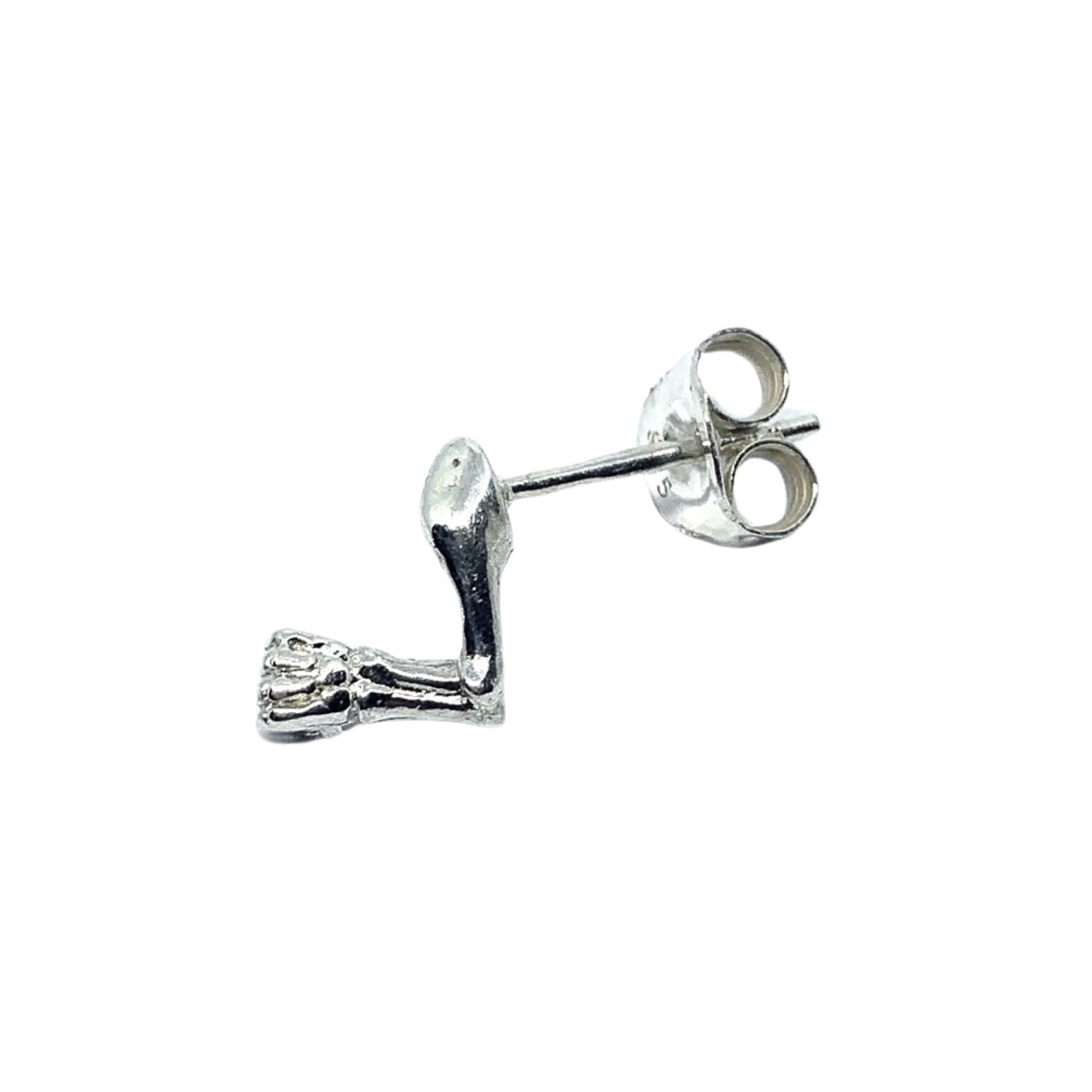Skull Arm Solo Stud Earring in Sterling Silver 925 – Oxide Finish - Tg-Jewellery By Tamara Gervasio